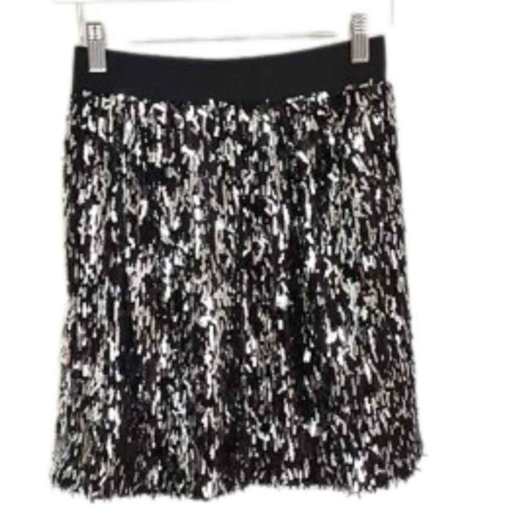 Stella & Dot Black and Silver Sequin Skirt NWT XS - Picture 2 of 9